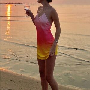 Princess Polly Sunset Mini Dress Pink Multi Size US 6